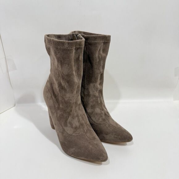 Cape Robbin Taupe Color Ankle Boots for Women Chunky Block Heels Booties Size 7 - Picture 8 of 16